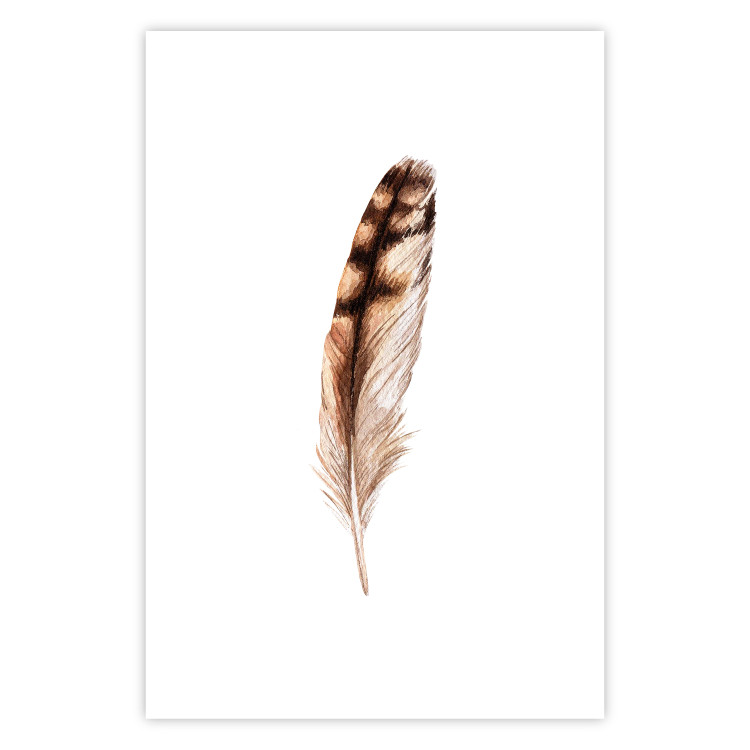 Wall Poster Magic Feather - brown bird feather on a contrasting white background 129914 additionalImage 25