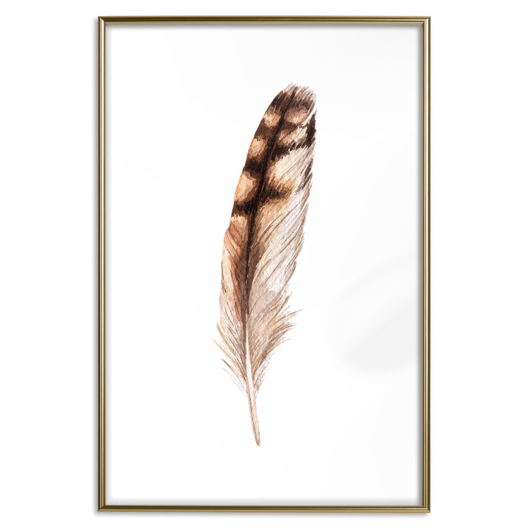 Wall Poster Magic Feather - brown bird feather on a contrasting white background 129914 additionalImage 21