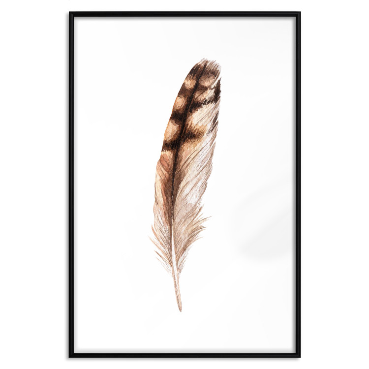 Wall Poster Magic Feather - brown bird feather on a contrasting white background 129914 additionalImage 18