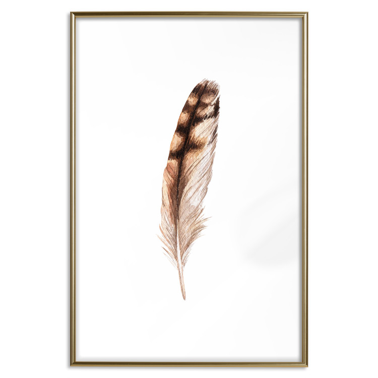 Wall Poster Magic Feather - brown bird feather on a contrasting white background 129914 additionalImage 16