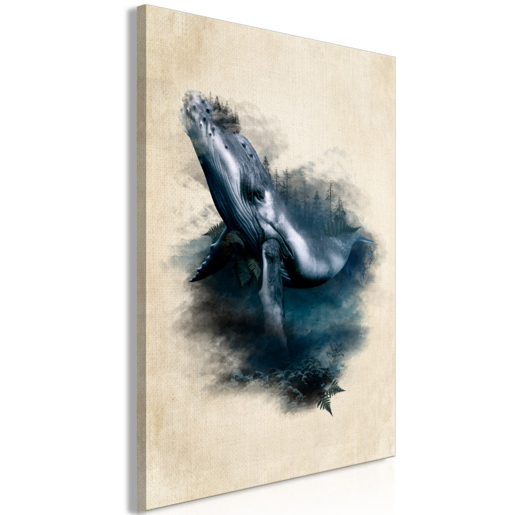 Canvas Print Underwater Adventure (1-piece) Vertical - drawing of a fish against an ocean backdrop 130414 additionalImage 2