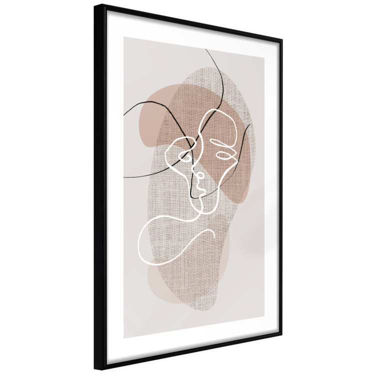Poster Reflective Morning - line art of a kiss on a beige abstract background 130814 additionalImage 6