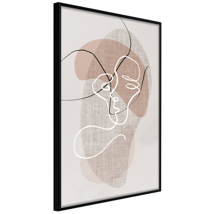 Poster Reflective Morning - line art of a kiss on a beige abstract background 130814 additionalImage 11