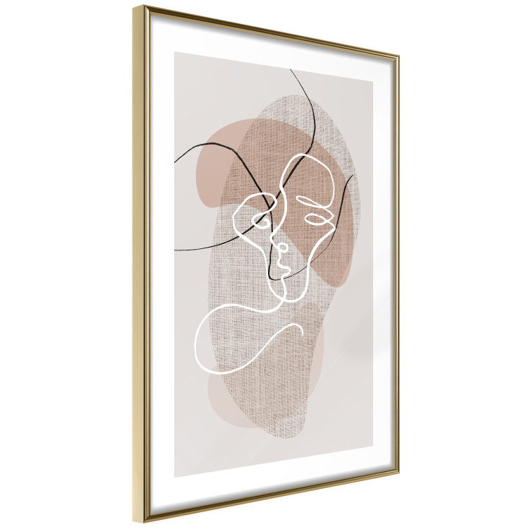Poster Reflective Morning - line art of a kiss on a beige abstract background 130814 additionalImage 7