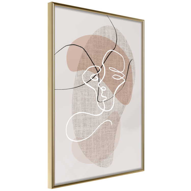 Poster Reflective Morning - line art of a kiss on a beige abstract background 130814 additionalImage 12