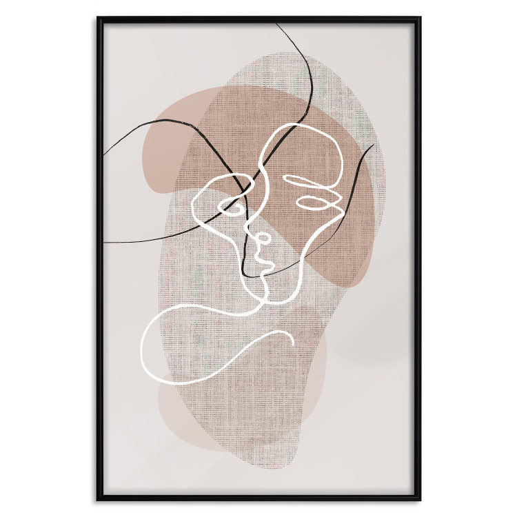 Poster Reflective Morning - line art of a kiss on a beige abstract background 130814 additionalImage 17