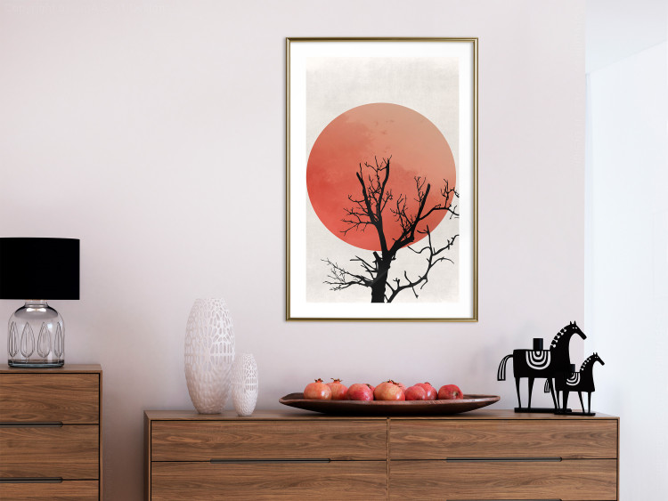 Poster At Dusk - abstract tree against an orange sun background 131914 additionalImage 15
