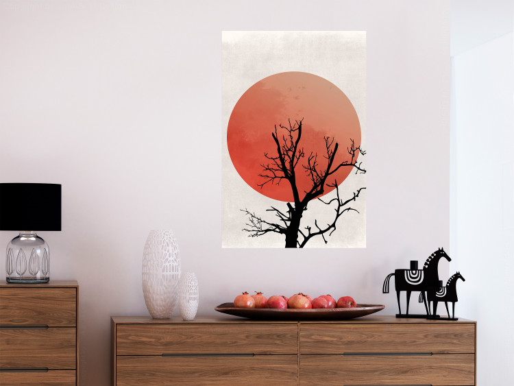 Poster At Dusk - abstract tree against an orange sun background 131914 additionalImage 2