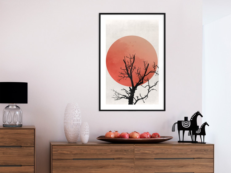 Poster At Dusk - abstract tree against an orange sun background 131914 additionalImage 23