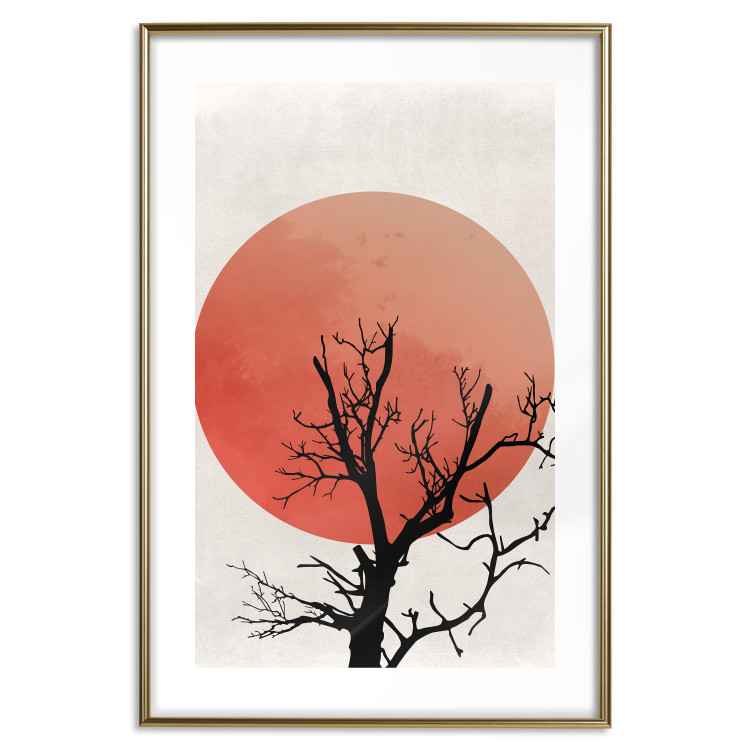 Poster At Dusk - abstract tree against an orange sun background 131914 additionalImage 14
