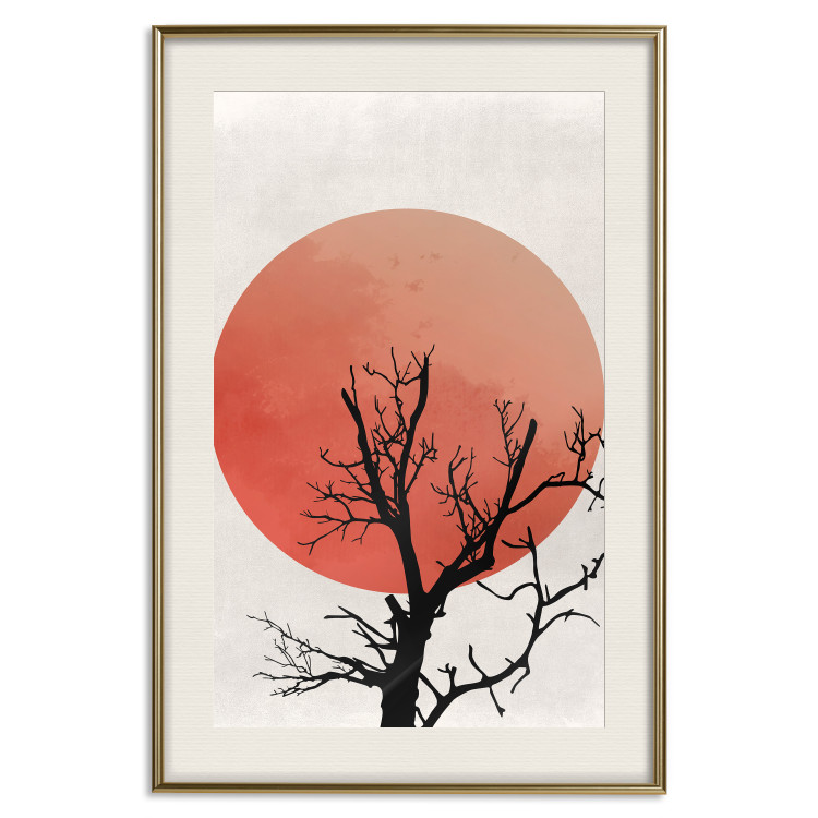 Poster At Dusk - abstract tree against an orange sun background 131914 additionalImage 20