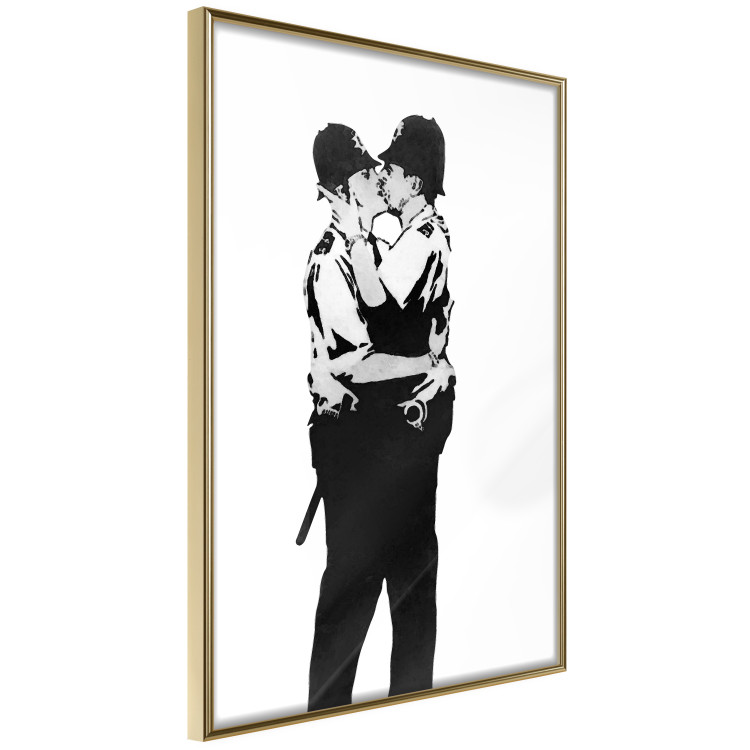 Poster Kissing Coppers - two kissing black figures in Banksy style 132414 additionalImage 14