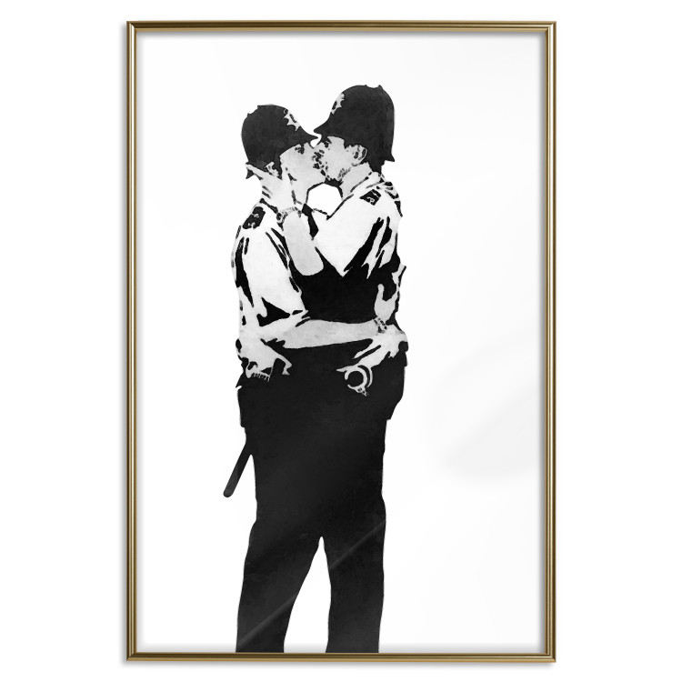 Poster Kissing Coppers - two kissing black figures in Banksy style 132414 additionalImage 25