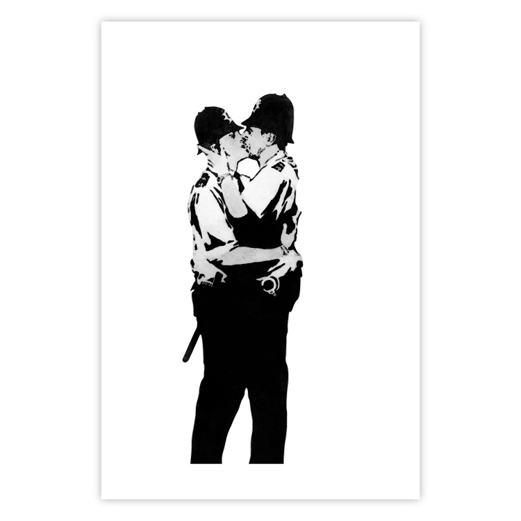 Poster Kissing Coppers - two kissing black figures in Banksy style 132414 additionalImage 18
