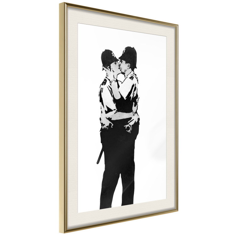 Poster Kissing Coppers - two kissing black figures in Banksy style 132414 additionalImage 2