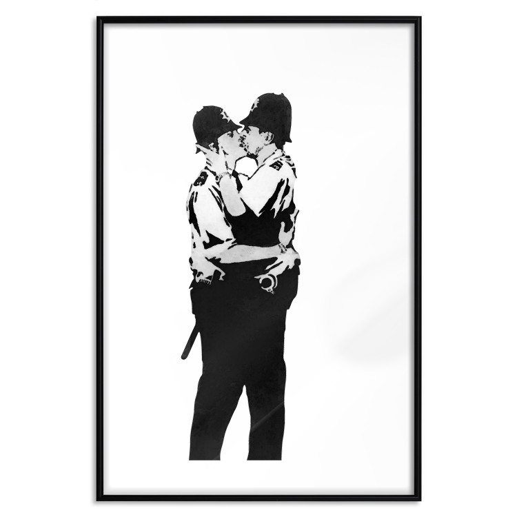 Poster Kissing Coppers - two kissing black figures in Banksy style 132414 additionalImage 26