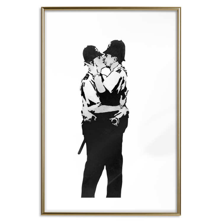 Poster Kissing Coppers - two kissing black figures in Banksy style 132414 additionalImage 27
