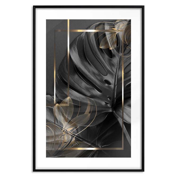 Poster Black and Gold - black leaf composition with delicate golden details 134514 additionalImage 15