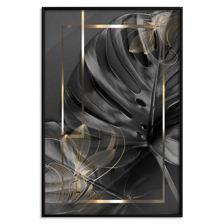 Poster Black and Gold - black leaf composition with delicate golden details 134514 additionalImage 16