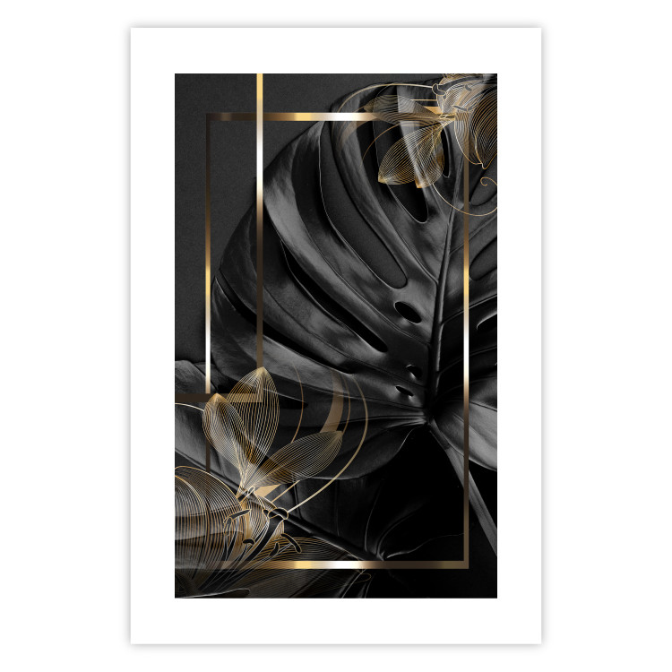 Poster Black and Gold - black leaf composition with delicate golden details 134514 additionalImage 19