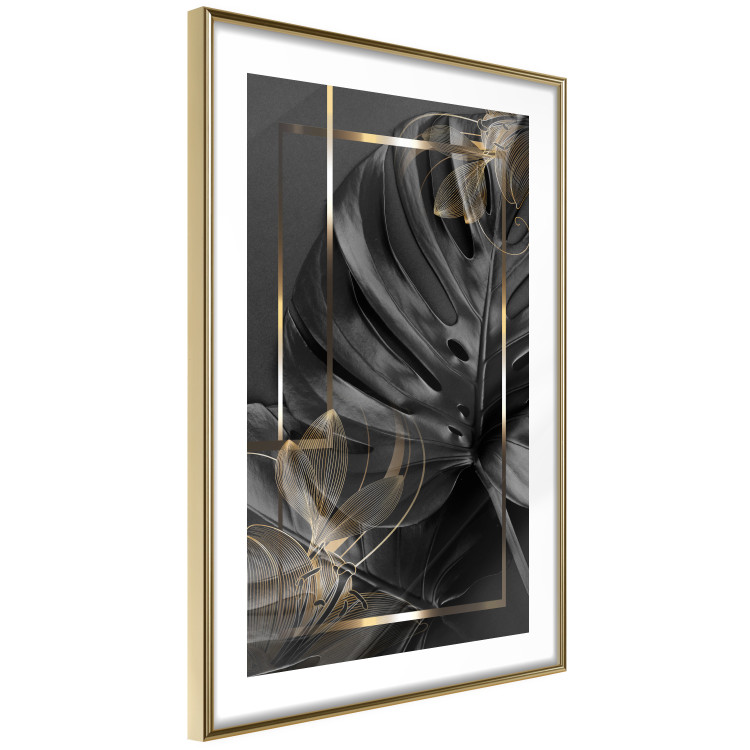 Poster Black and Gold - black leaf composition with delicate golden details 134514 additionalImage 7