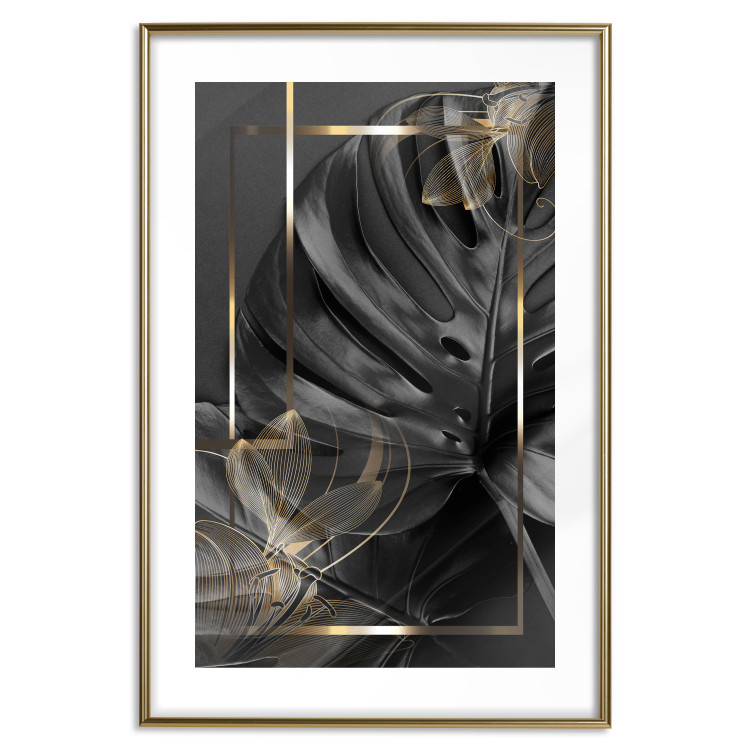 Poster Black and Gold - black leaf composition with delicate golden details 134514 additionalImage 14