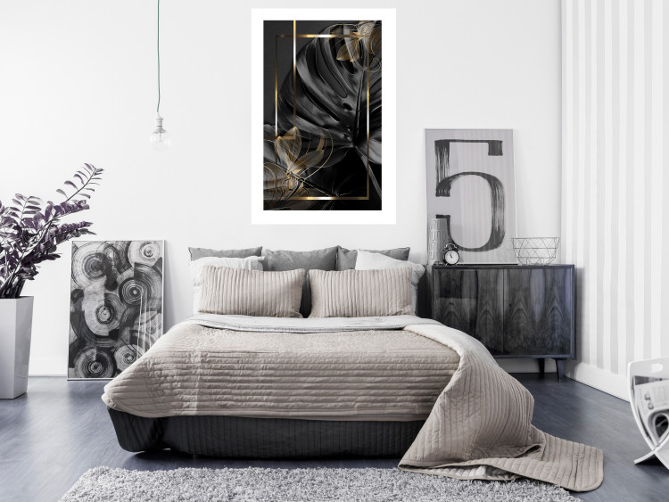 Poster Black and Gold - black leaf composition with delicate golden details 134514 additionalImage 3
