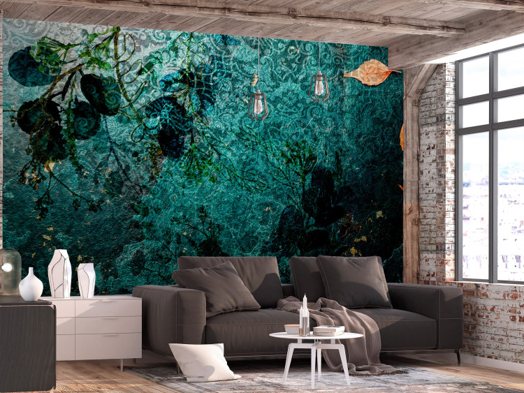 Wall Mural Emerald garden - floral abstraction with ornaments and patterns 135814