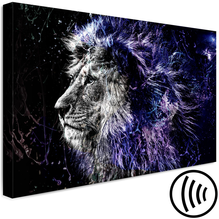 Canvas Print Majesty of the King (1-piece) Wide - lion in profile on a black background 138414 additionalImage 6