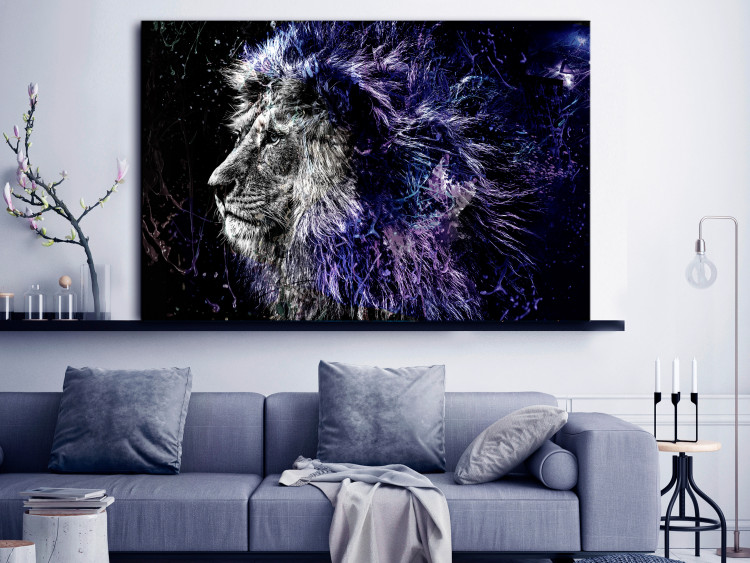 Canvas Print Majesty of the King (1-piece) Wide - lion in profile on a black background 138414 additionalImage 3