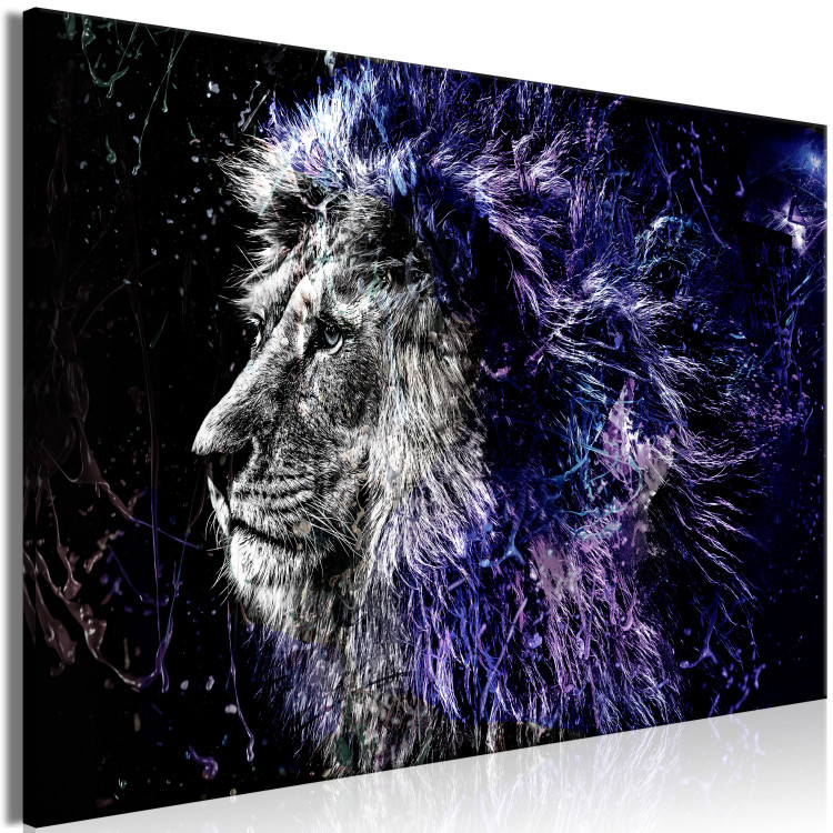 Canvas Print Majesty of the King (1-piece) Wide - lion in profile on a black background 138414 additionalImage 2