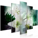 Canvas Turquoise Wind (5-piece) Wide - lilies on an abstract background 143414 additionalThumb 2