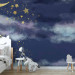 Photo Wallpaper Night sky - children's landscape with golden moon and stars 143714