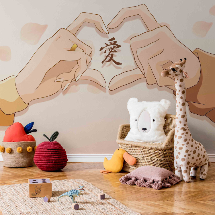 Wall Mural Anime Love - Yellow Hand Drawn Heart Graphic Drawn in Manga Style 145514 additionalImage 4