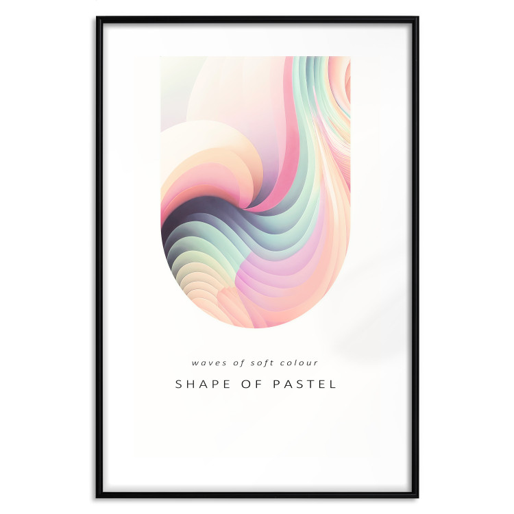 Wall Poster Abstraction - Wave of Pastel Stripes With a Description on a White Background 149714 additionalImage 19