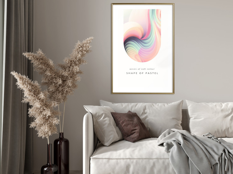 Wall Poster Abstraction - Wave of Pastel Stripes With a Description on a White Background 149714 additionalImage 13