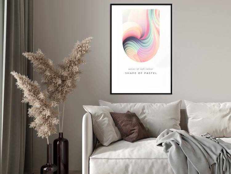 Wall Poster Abstraction - Wave of Pastel Stripes With a Description on a White Background 149714 additionalImage 14