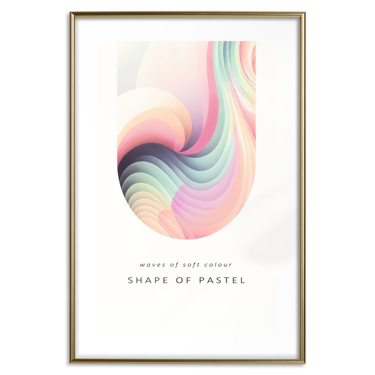 Wall Poster Abstraction - Wave of Pastel Stripes With a Description on a White Background 149714 additionalImage 20