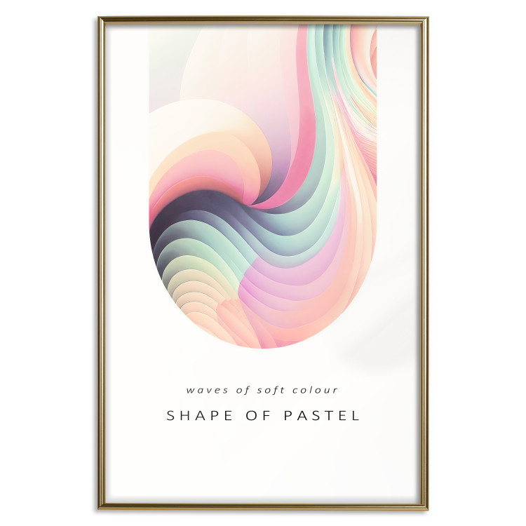 Wall Poster Abstraction - Wave of Pastel Stripes With a Description on a White Background 149714 additionalImage 18