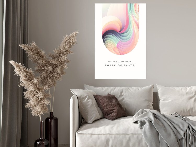 Wall Poster Abstraction - Wave of Pastel Stripes With a Description on a White Background 149714 additionalImage 9