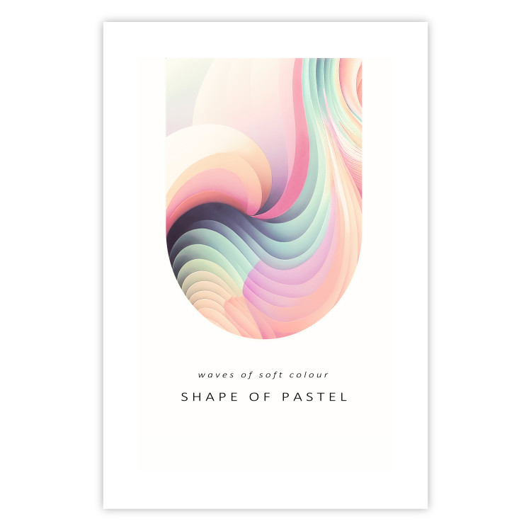 Wall Poster Abstraction - Wave of Pastel Stripes With a Description on a White Background 149714 additionalImage 16