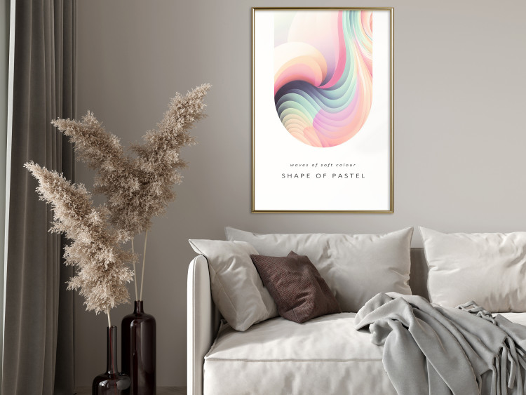 Wall Poster Abstraction - Wave of Pastel Stripes With a Description on a White Background 149714 additionalImage 12