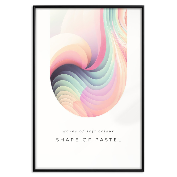 Wall Poster Abstraction - Wave of Pastel Stripes With a Description on a White Background 149714 additionalImage 17