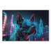 Canvas AI Dog Boston Terrier - Blue Animal in Glowing Glasses on City Neon Background - Horizontal 150114
