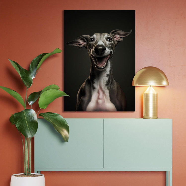 Canvas AI Greyhound Dog - Portrait of a Wide Smiling Animal - Vertical 150214 additionalImage 3