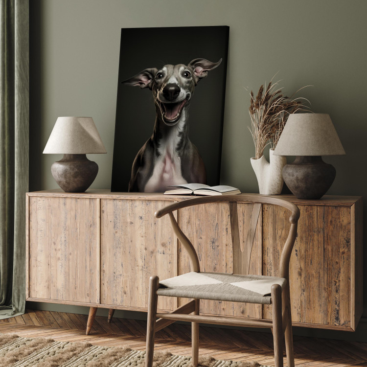 Canvas AI Greyhound Dog - Portrait of a Wide Smiling Animal - Vertical 150214 additionalImage 11