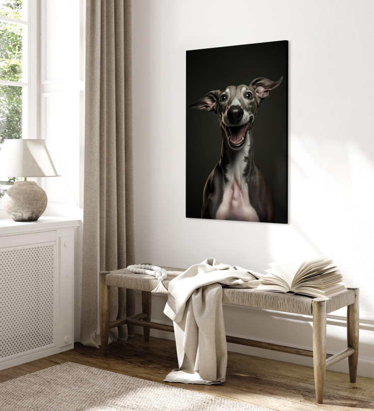 Canvas AI Greyhound Dog - Portrait of a Wide Smiling Animal - Vertical 150214 additionalImage 4