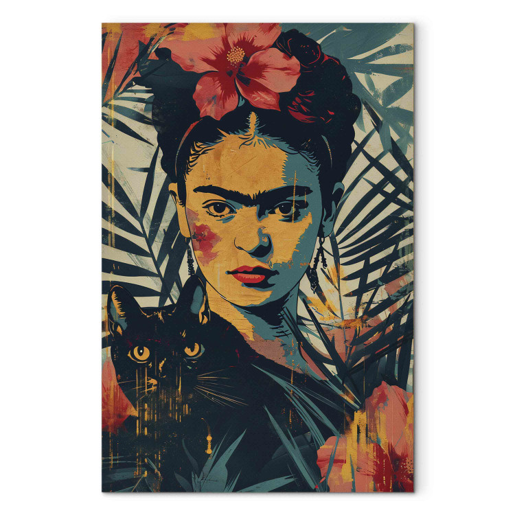 Large canvas print Frida Kahlo - A Portrait of the Artist Inspired by the Risograph Technique [Large Format] 152214