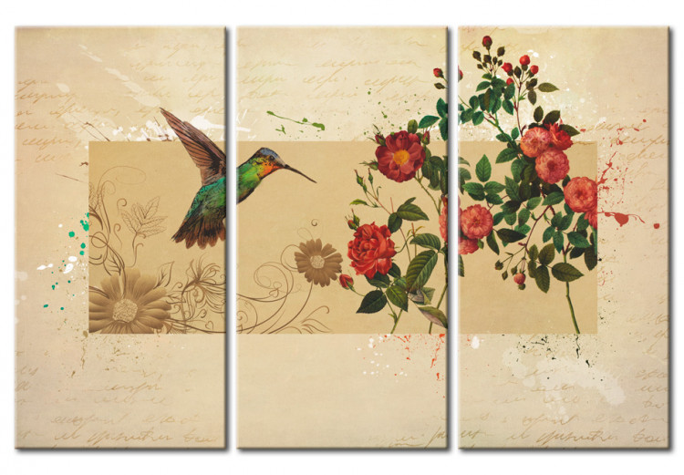 Canvas Hummingbird and roses 55714