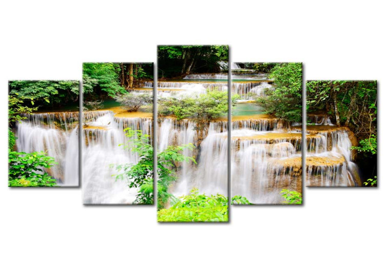 Canvas Art Print Waterfall Surrounded by Greenery 61914